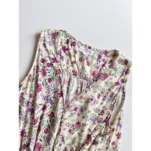 VELVET GRAHAM & SPENCER Yellow Floral Challis Draped Surplice Blouse, Size S - Picture 6 of 10